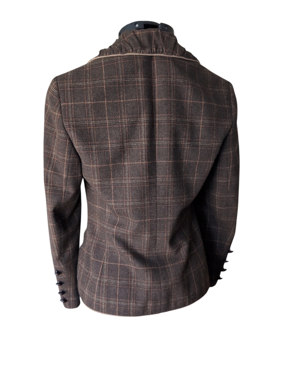 Brown Windowpane Women's Tailored Blazer 42p - Picture 3 of 8